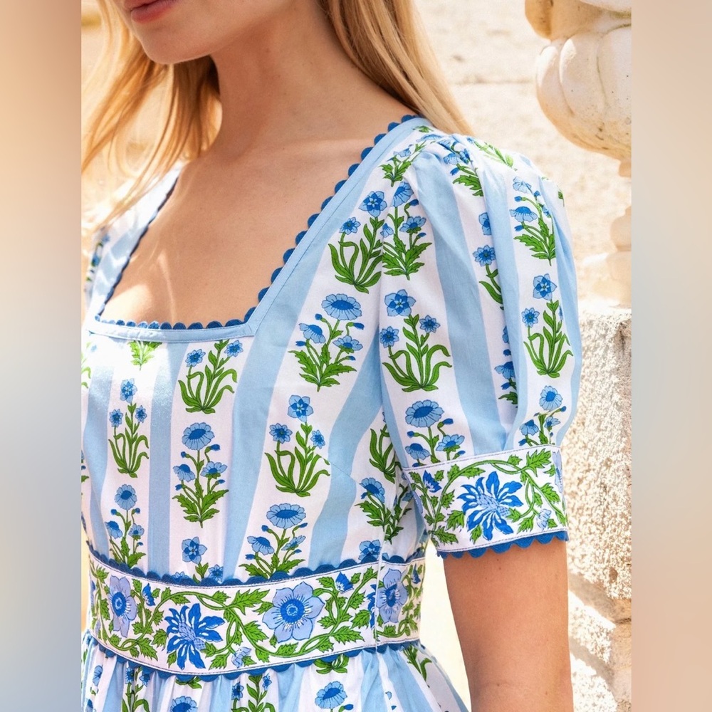 Pink City Prints Sky Lily Stripe Evelyn Dress - Picture 3 of 8